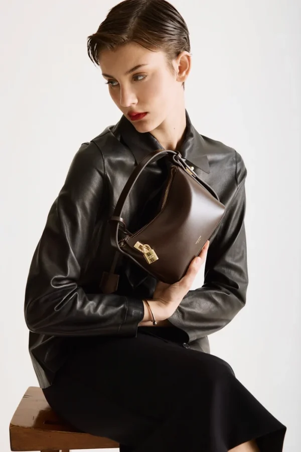 Mini Gold Chocolate Hobo Bag - Image 6