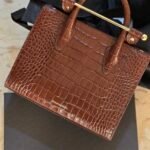 Mini Tote Croc-Embossed Leather Chocolate
