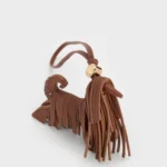 Leather Fringed Dog Charm