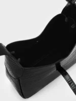 Mini Adalyn Croc-Effect Hobo Bag - Black Croco - Image 6