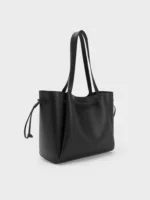 Hanya Drawstring Tote Bag - Jet Black - Image 3