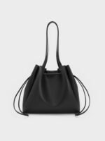 Hanya Drawstring Tote Bag - Jet Black - Image 4