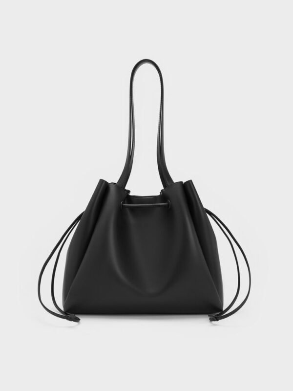 Hanya Drawstring Tote Bag - Jet Black - Image 4