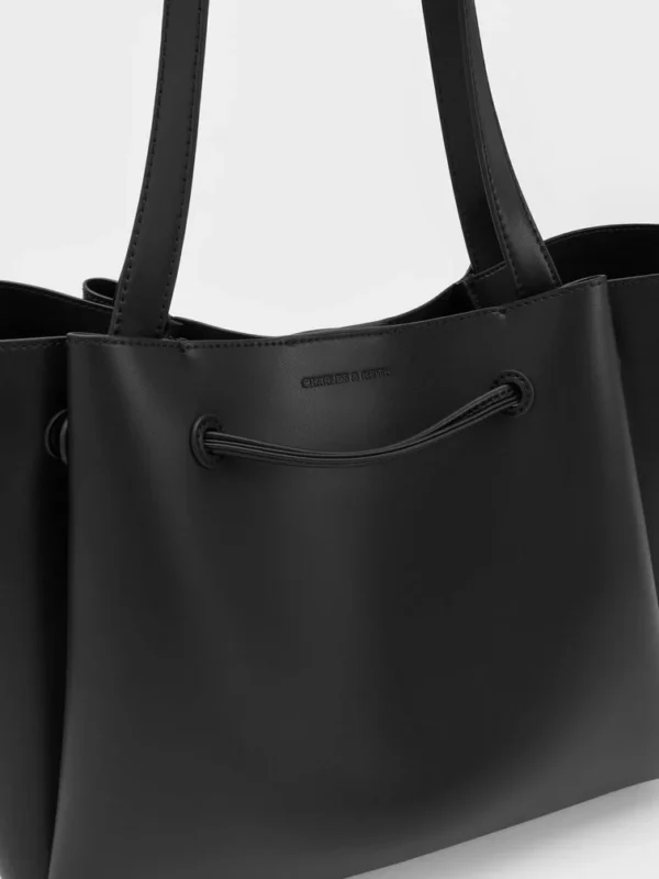 Hanya Drawstring Tote Bag - Jet Black - Image 5